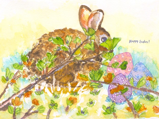 cottontail bunny and eggs 4-9-2020
